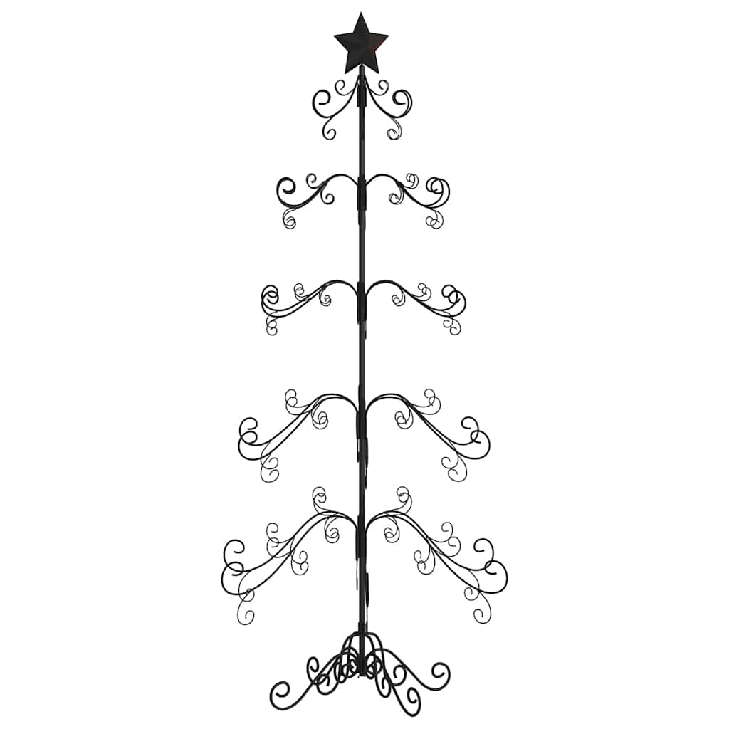 Vidaxl Metal Christmas Tree, Black, 59.1&quot; Height, Diy Friendly, Sturdy Steel Frame, Space-Saving Design, Suitable For Indoors And Outdoors Decoration