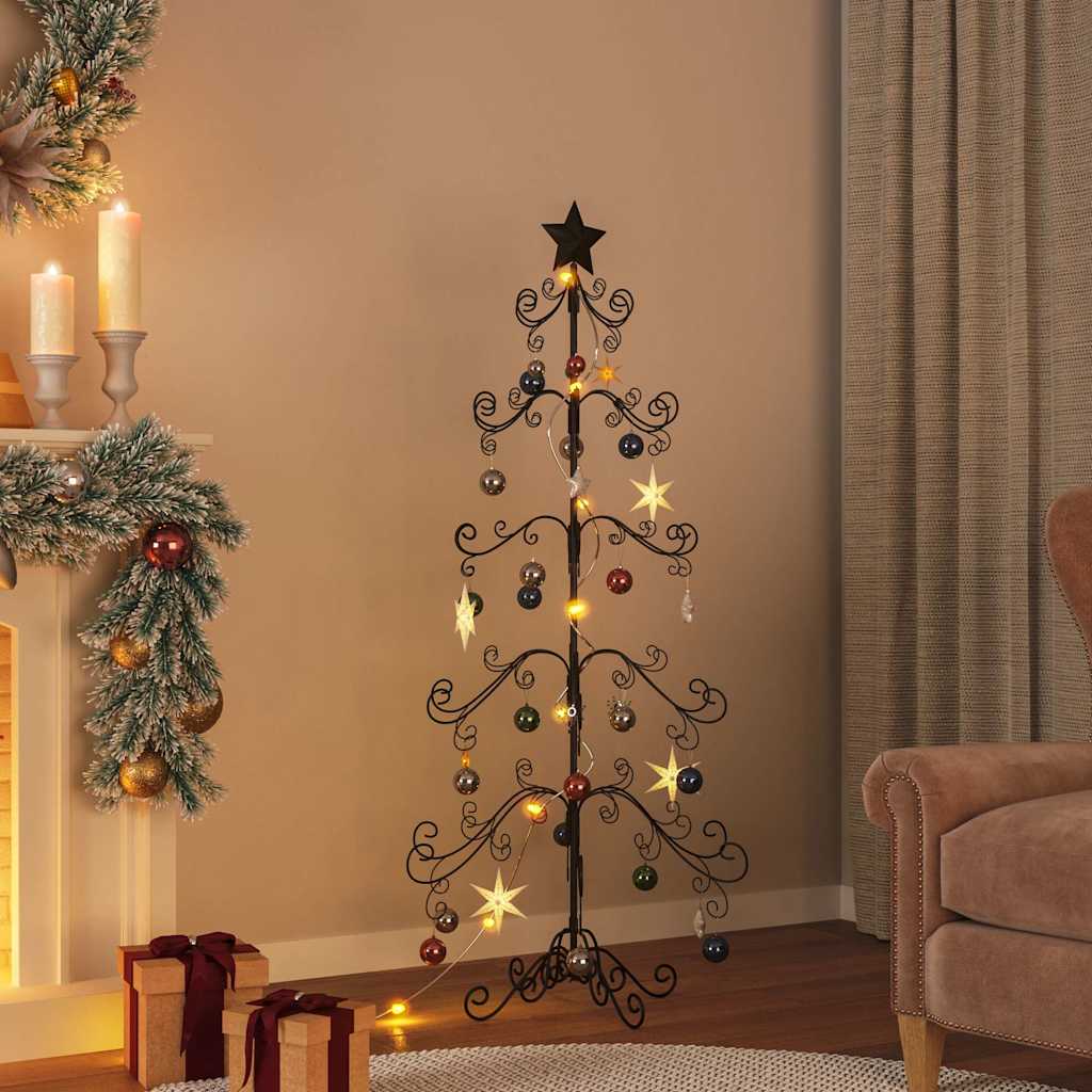 Vidaxl Metal Christmas Tree, Black, 59.1&quot; Height, Diy Friendly, Sturdy Steel Frame, Space-Saving Design, Suitable For Indoors And Outdoors Decoration