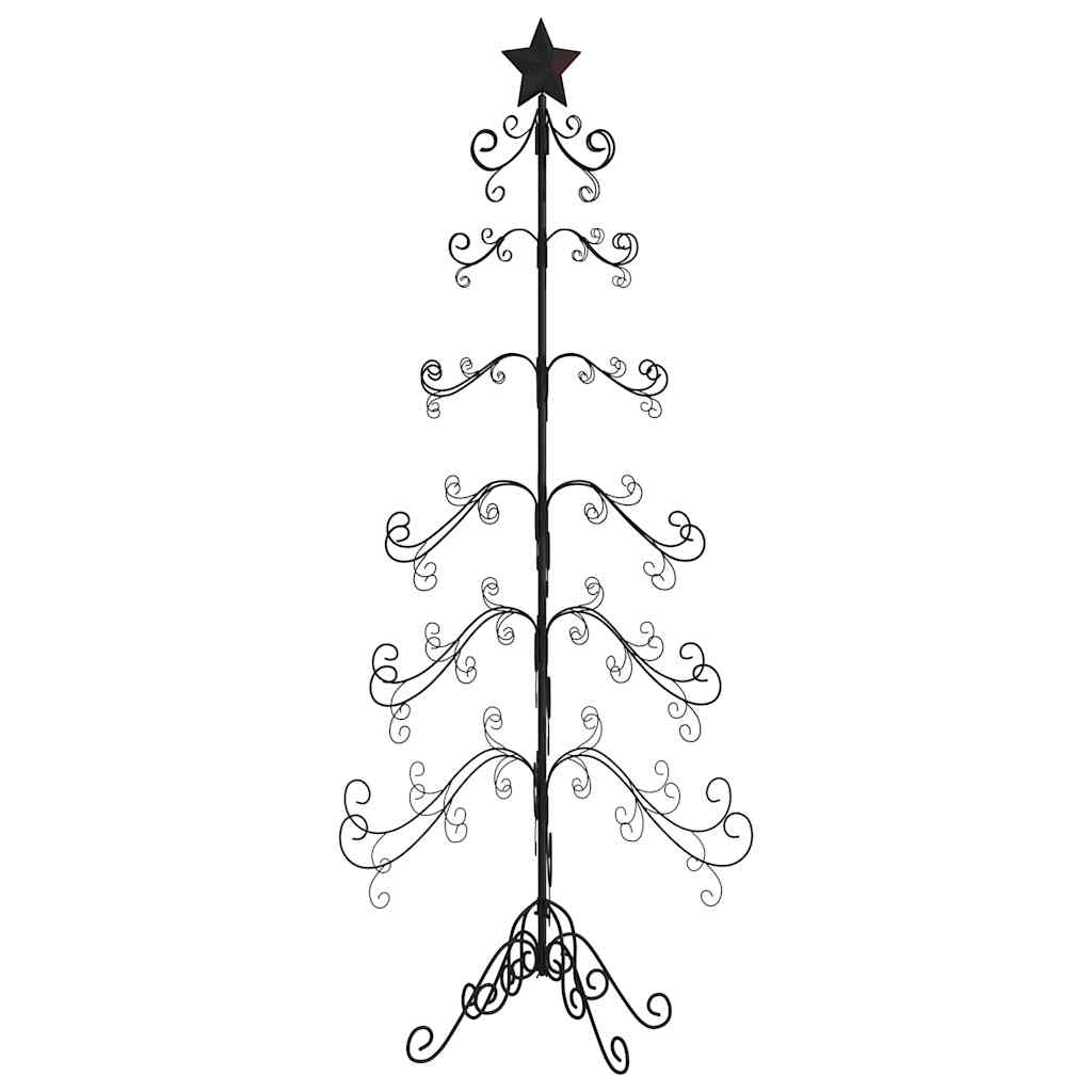 Vidaxl Metal Christmas Tree - Sleek Black, 70.9&quot; Tall, Diy Friendly, Easy To Assemble, Ideal For Indoor And Sheltered Outdoor Spaces - Holiday Home Decor Accent