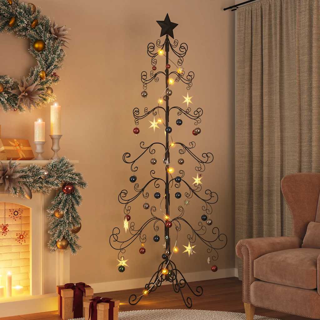 Christmas Tree Modern Metal Ornament Tree Stand For Decoration Black Vidaxl