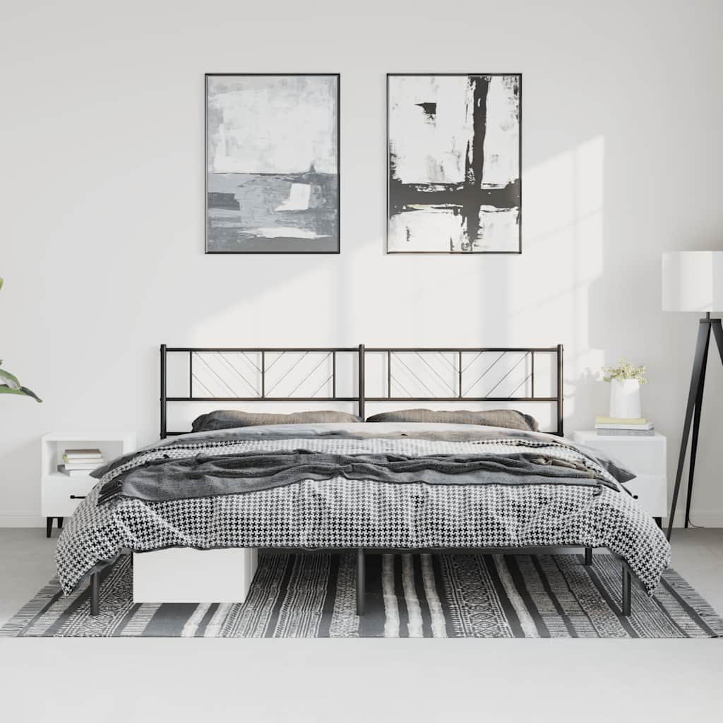 vidaXL Metal Bed Frame with Headboard Black 76''x79.9'' King