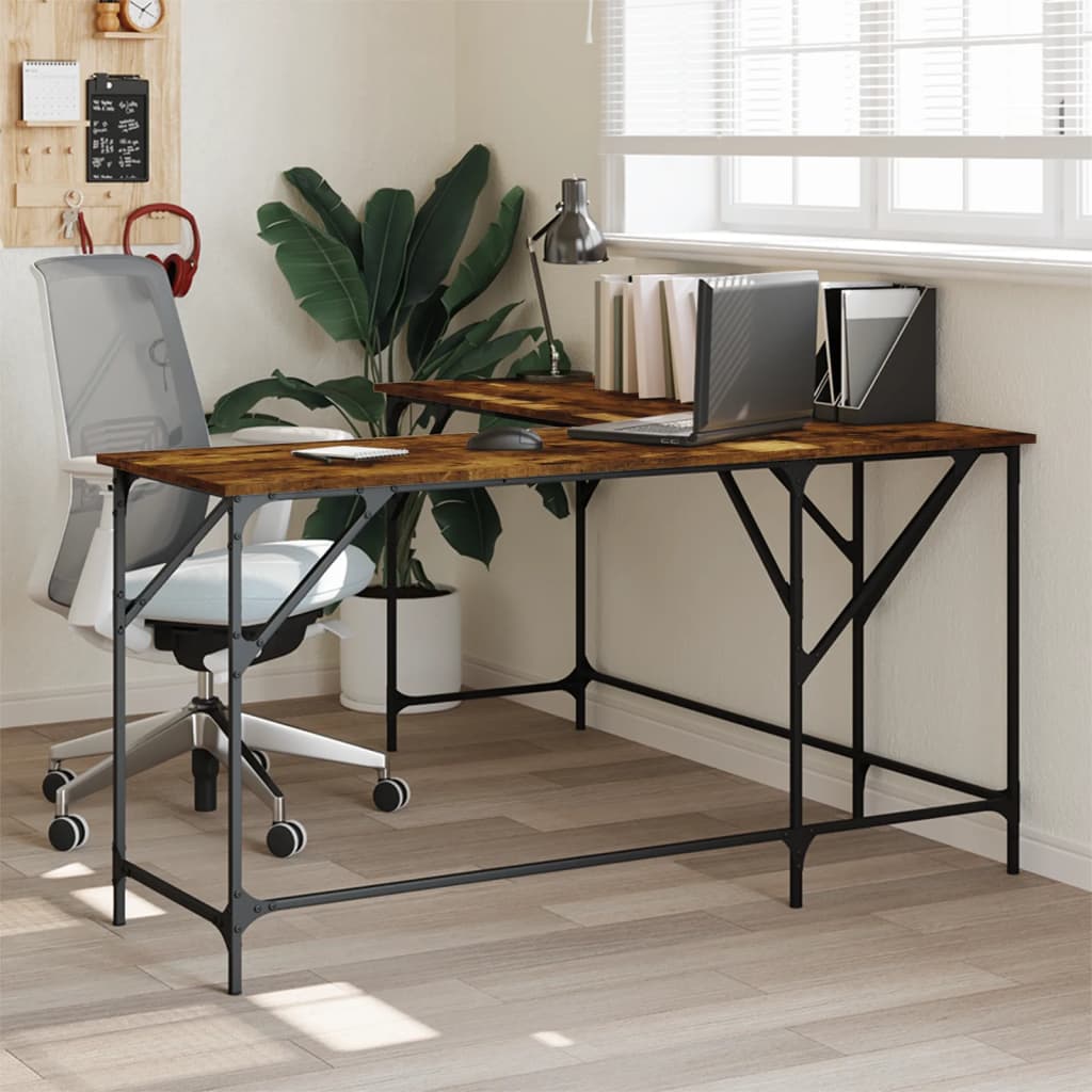 vidaXL Desk Smoked Oak 58.7''x58.7''x29.5'' Engineered Wood