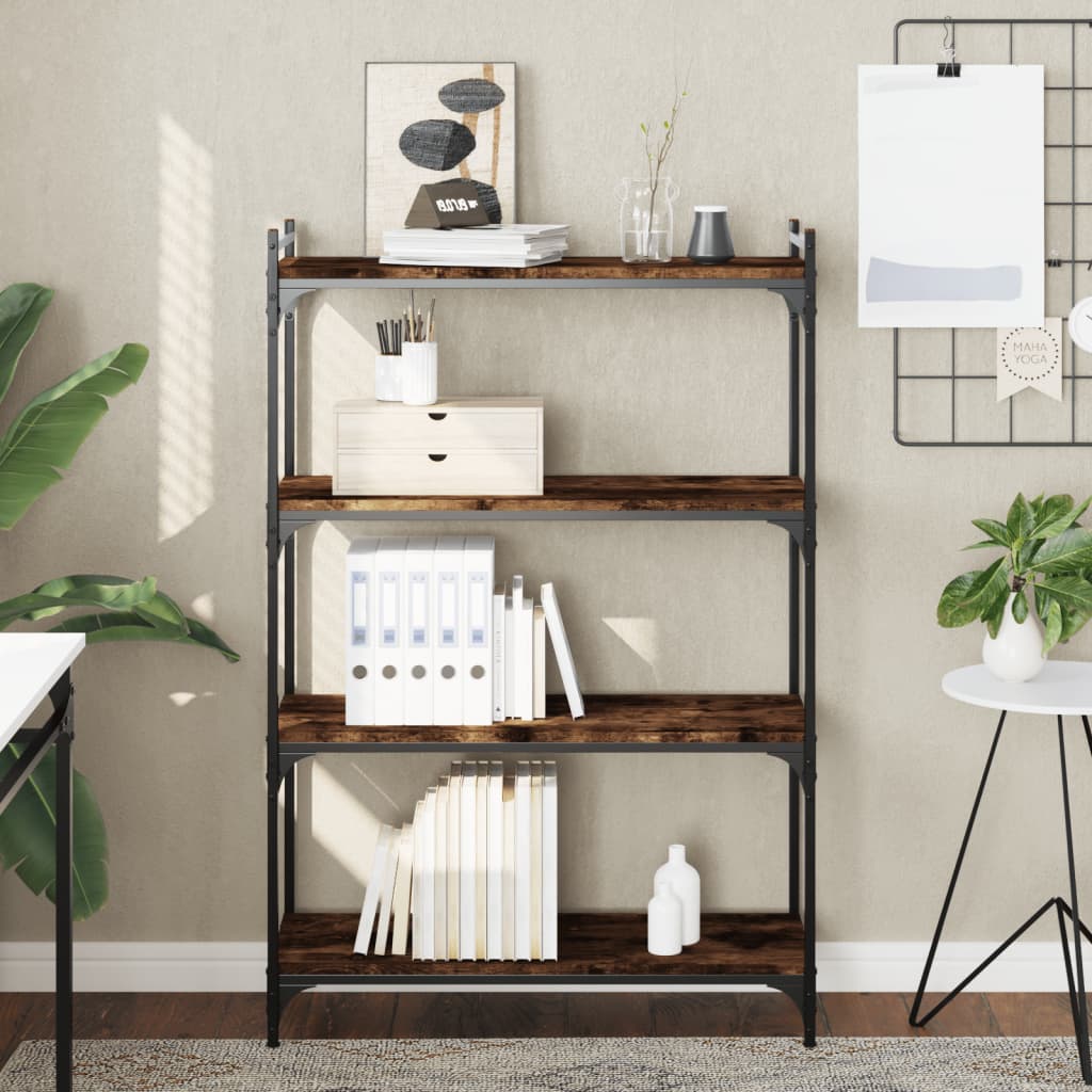 vidaXL Bookcase 4-Tier Smoked Oak 31.5''x11.8''x47.2'' Engineered Wood