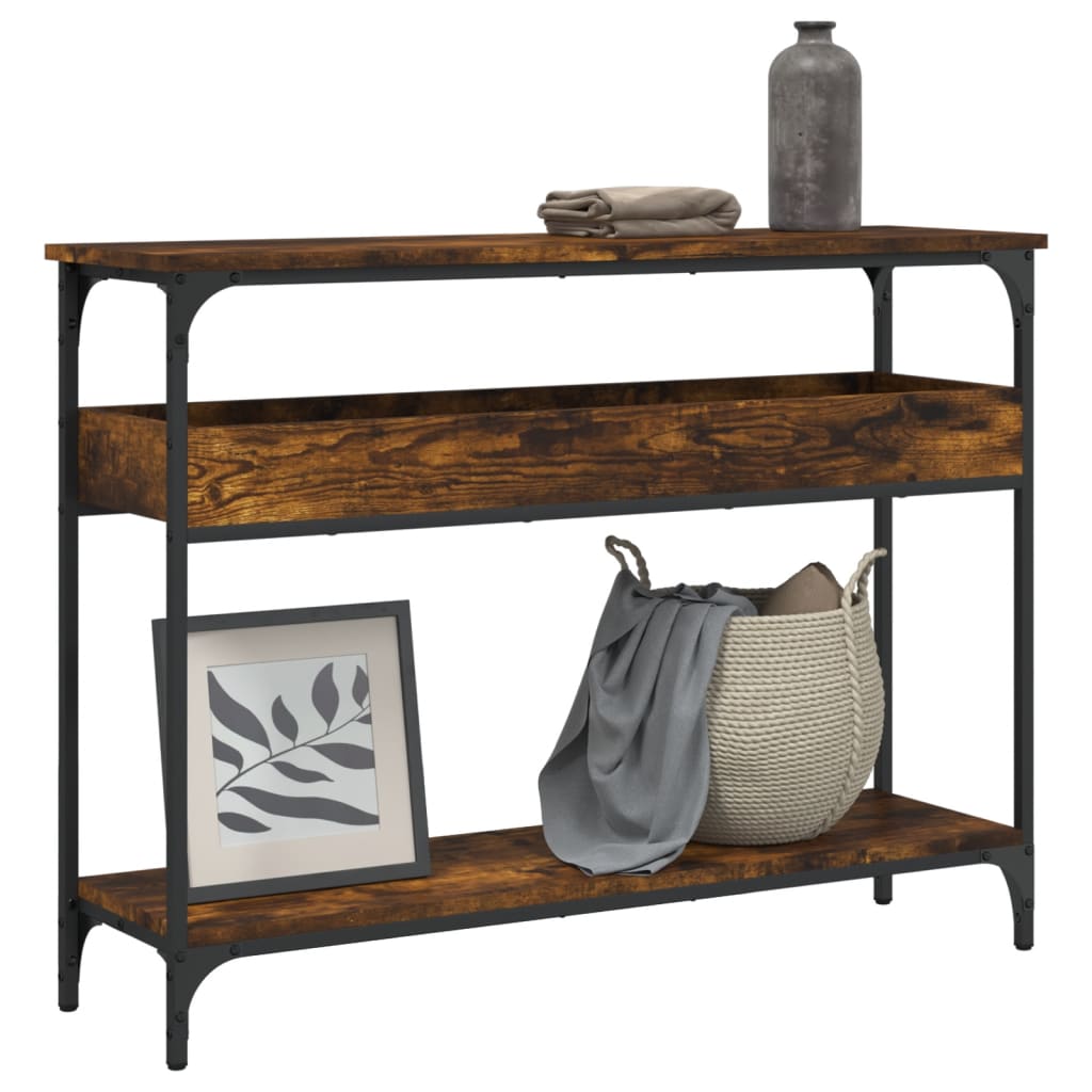 vidaXL Console Table with Shelf Smoked Oak 39.4''x11.4''x29.5'' Engineered Wood