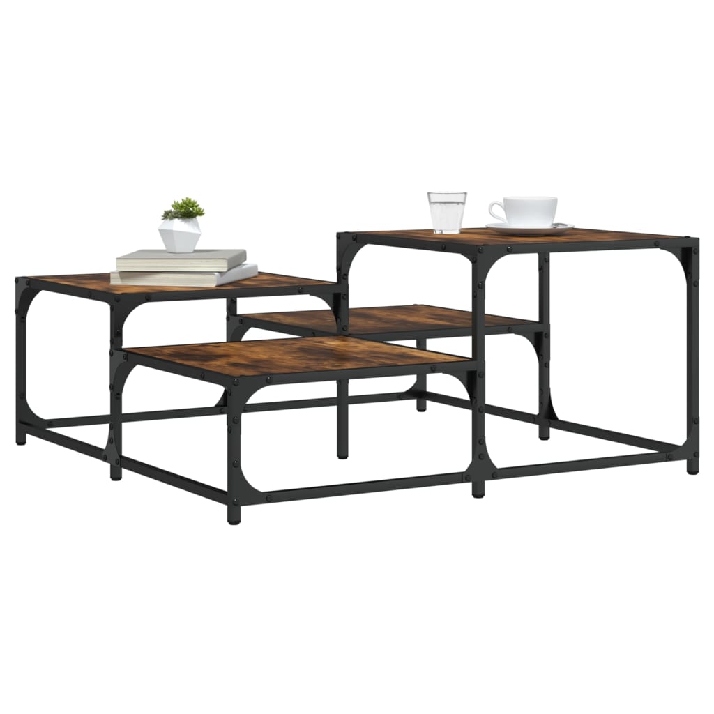 vidaXL Coffee Table Smoked Oak 34.4''x34.4''x15.7'' Engineered Wood