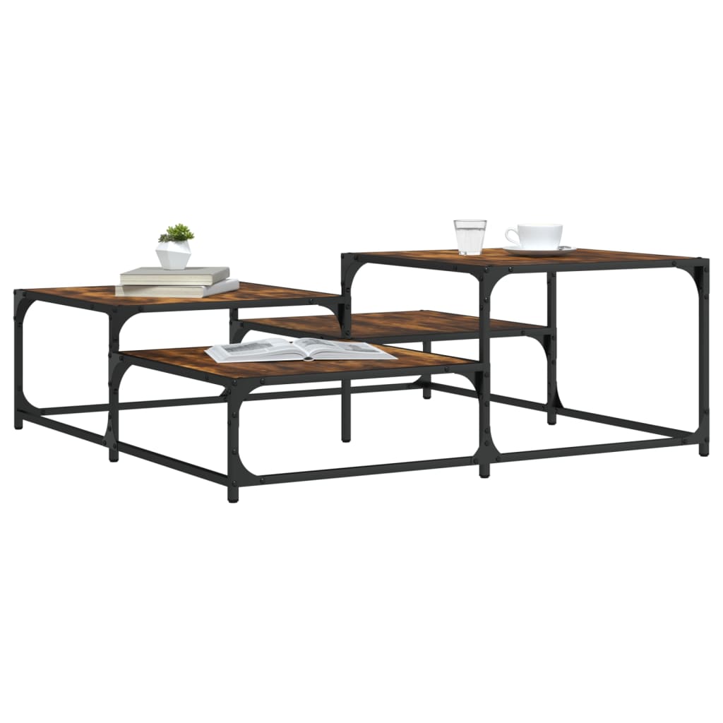 vidaXL Coffee Table Smoked Oak 42.1''x42.1''x15.7'' Engineered Wood