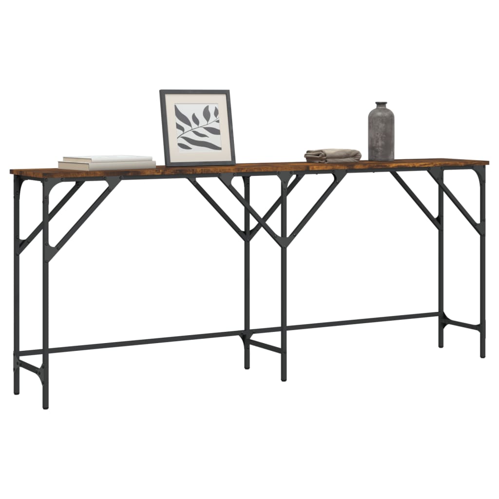 vidaXL Console Table Smoked Oak 70.9''x11.4''x29.5'' Engineered Wood