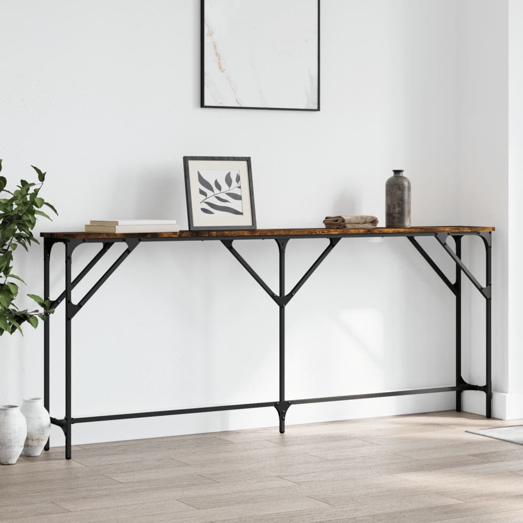 vidaXL Console Table Smoked Oak 70.9''x9.1''x29.5'' Engineered Wood