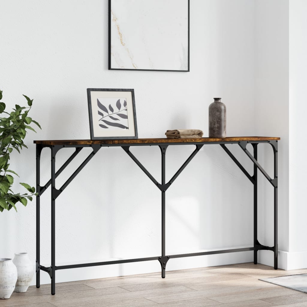 vidaXL Console Table Smoked Oak 55.1''x9.1''x29.5'' Engineered Wood