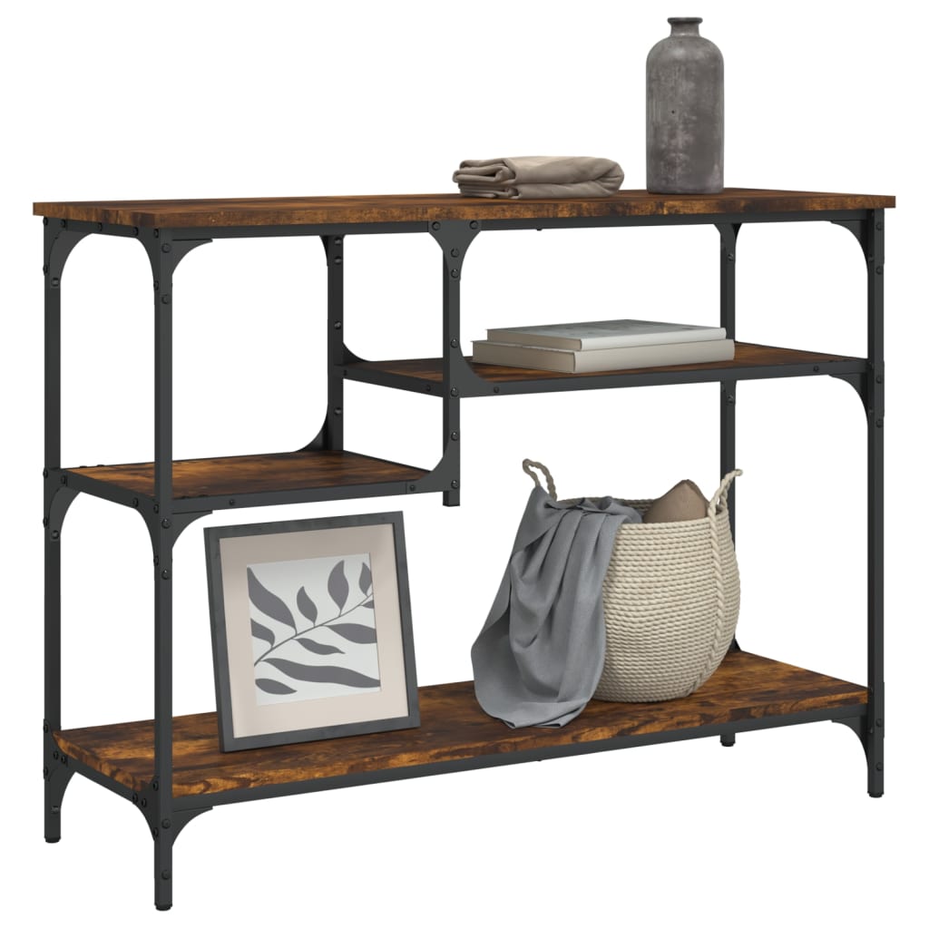vidaXL Console Table with Shelves Smoked Oak 39.4''x13.8''x29.5''