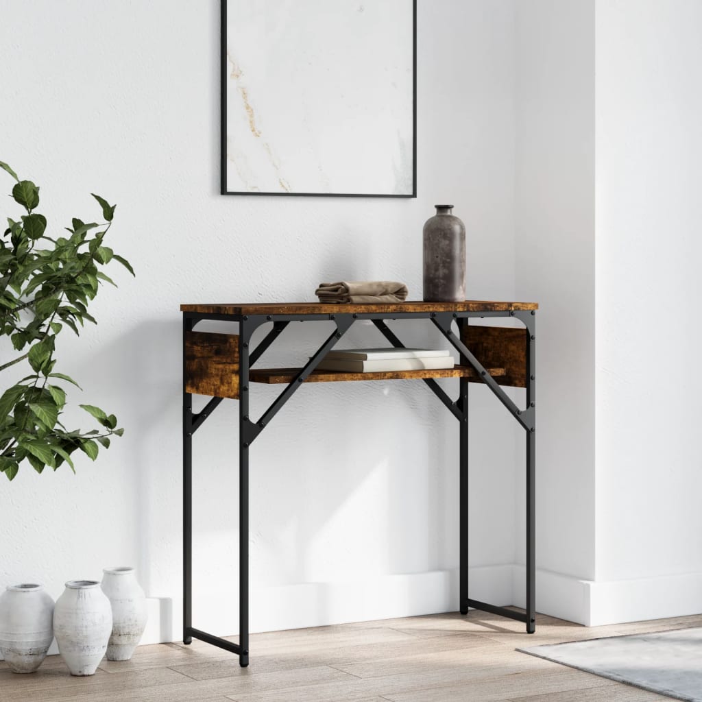 vidaXL Console Table with Shelf Smoked Oak 29.5''x11.8''x29.5'' Engineered Wood