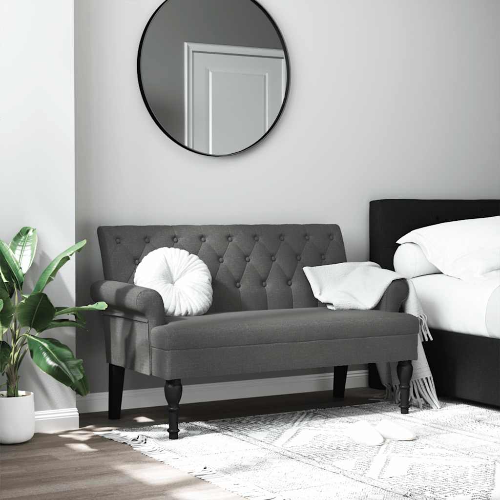 vidaXL Bench with Backrest Dark Gray 47.2x24.4x29.7 Fabric
