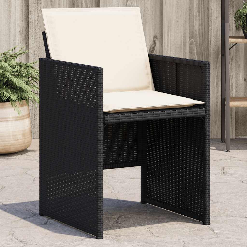vidaXL Garden Chair Set of 4 Black PE rattan Standard Foldable
