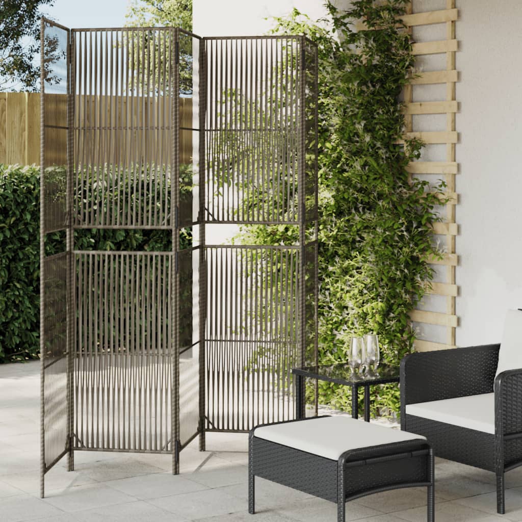 vidaXL Room Divider 5 Panels Gray Poly Rattan