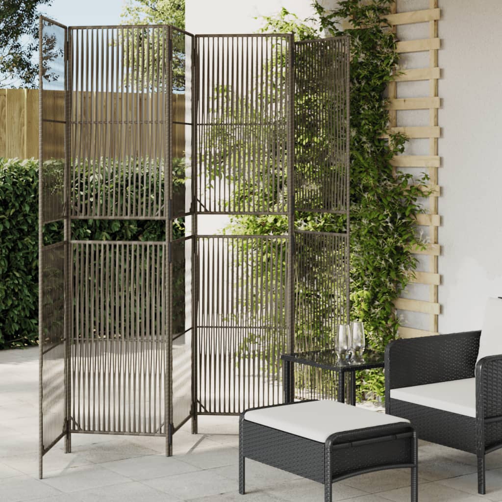 vidaXL Room Divider 6 Panels Gray Poly Rattan