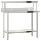 Vidaxl Worktop With Top Shelf 110X55X120Cm Stainless Steel