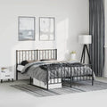 Vidaxl Metal Bed Frame With Headboard And Footboard Black 59.1 Inch X78.7 Inch