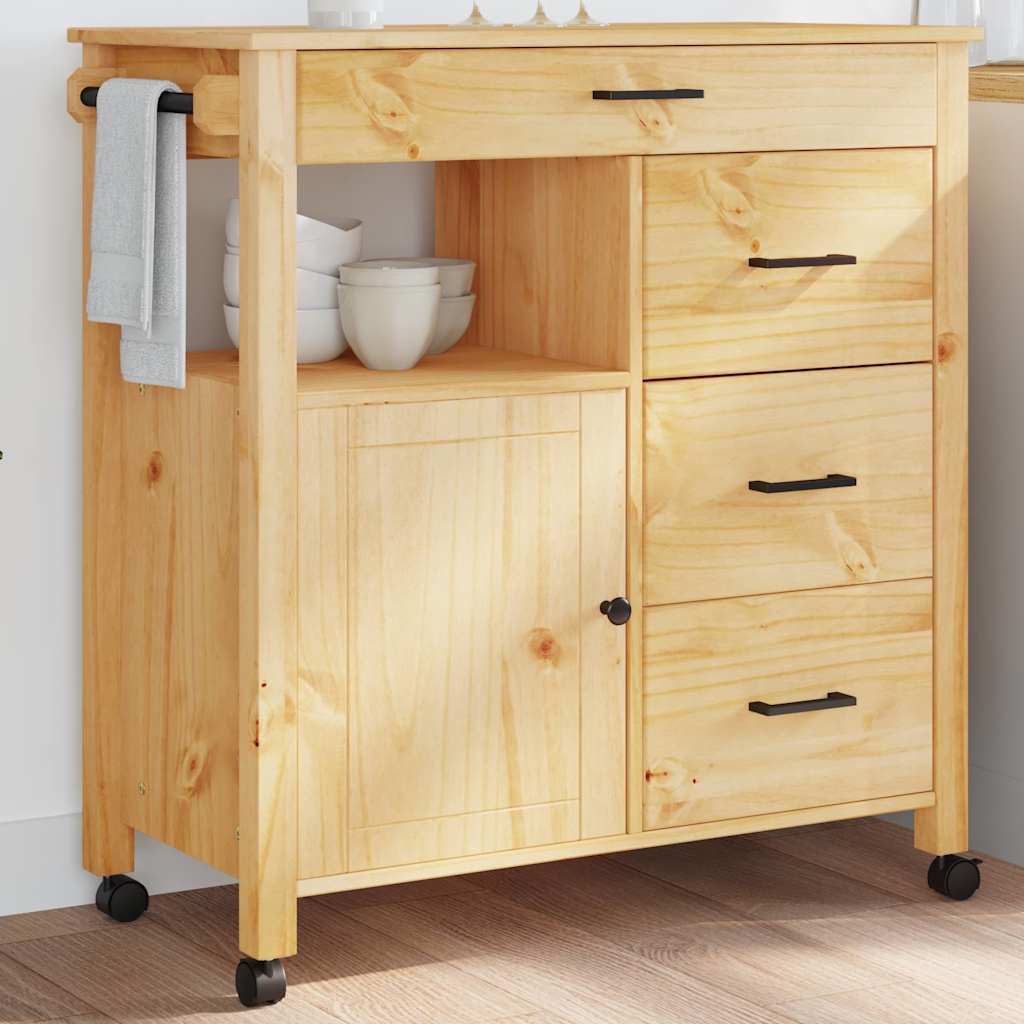 vidaXL Kitchen Trolley MONZA 33.1x15.7x35.4 Solid Wood Pine