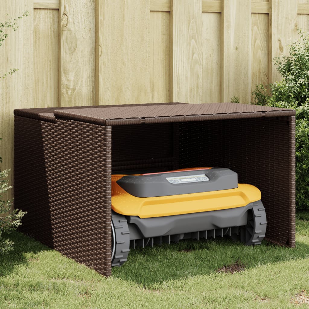 Vidaxl Robot Mower Garage Brown 33.9X35.4X20.5/22.4 Poly Rattan