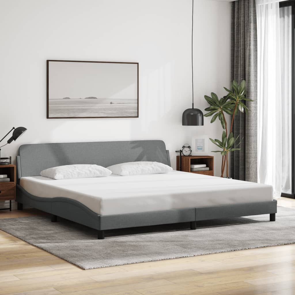 vidaXL Bed Frame with Headboard Light Gray 76x79.9 King Fabric