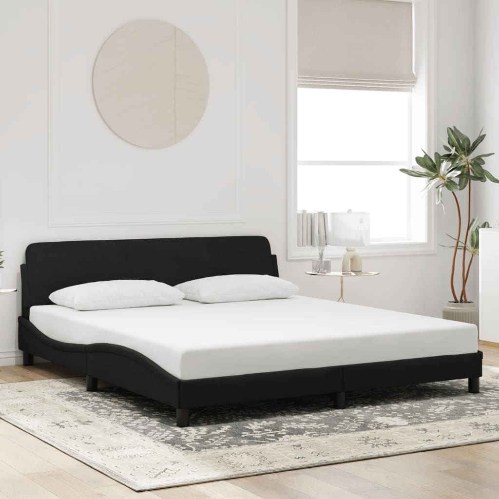 vidaXL Bed Frame with Headboard Black 72x83.9 California King Faux Leather