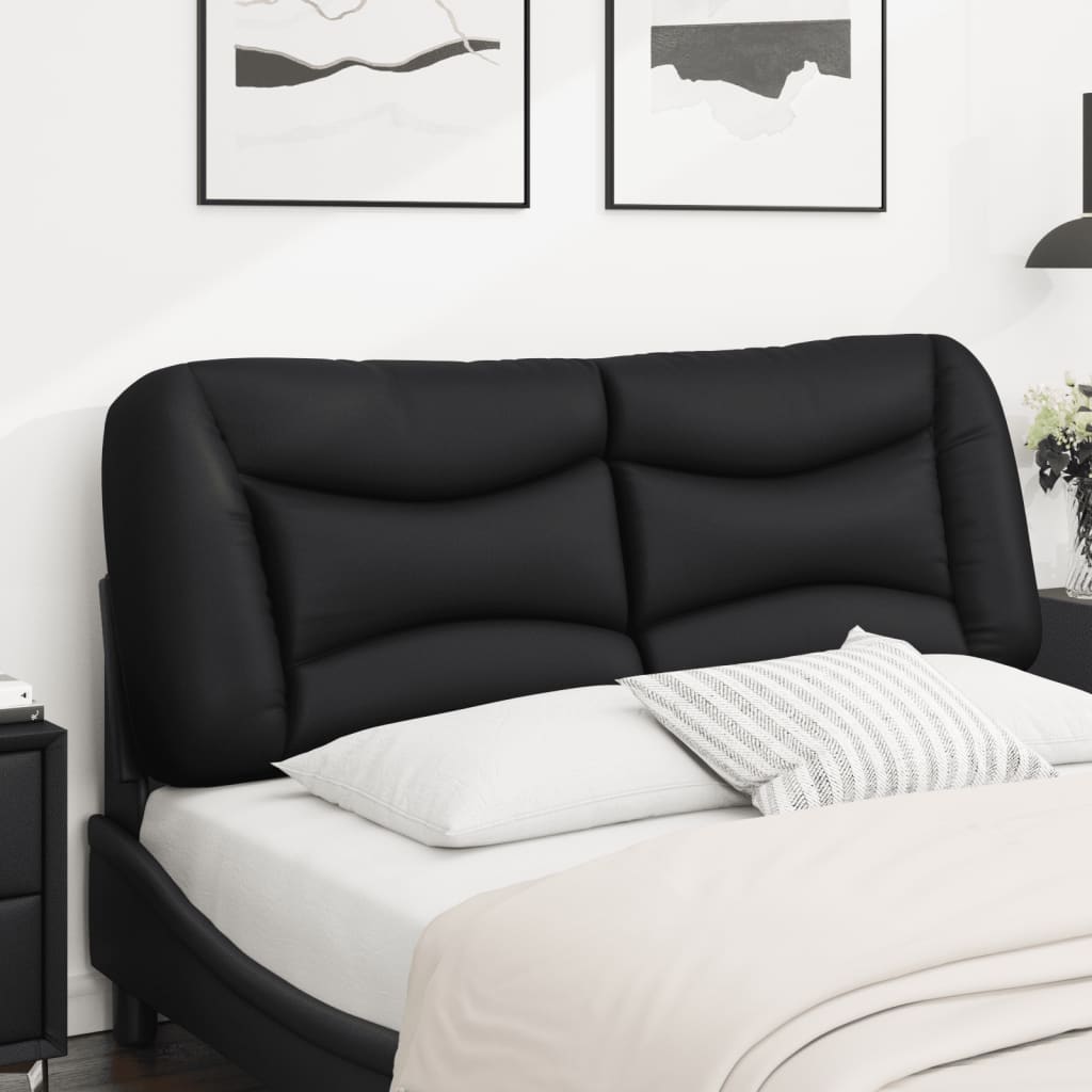 Vidaxl Hanging Headboard Cushion - Black Faux Leather - Upholstered Pillow For Bedroom With Pp Fiber Filling And Easy Installation 53.9"X18.9"