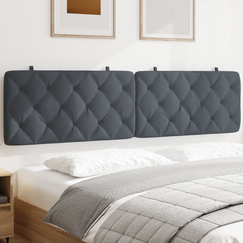 Vidaxl Velvet Headboard Cushion In Dark Gray - Upholstered Pillow, Hanging Design, Foam Filled For Bedroom Comfort, 76"
