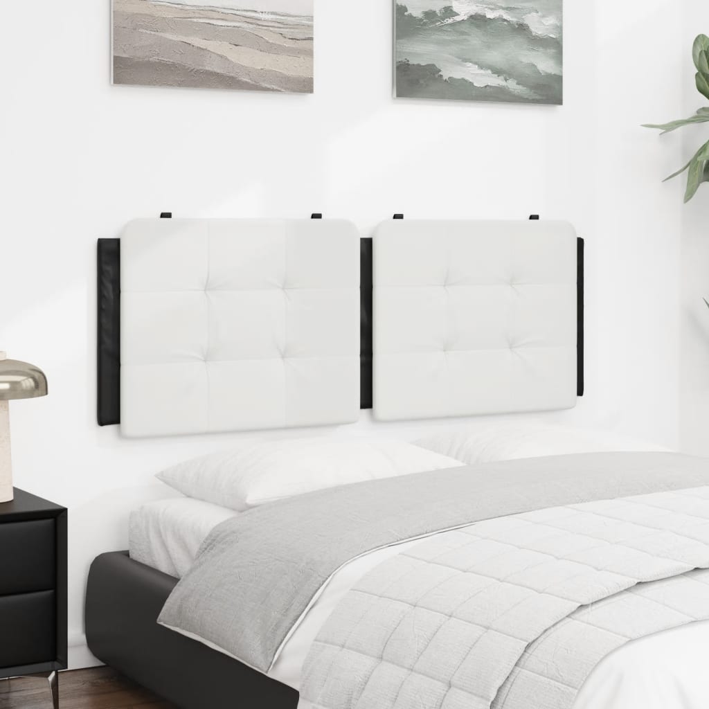 Vidaxl White And Black Faux Leather Headboard Cushion - Wall-Hanging/Bed Frame Compatible, Foam-Filled Support Pillow