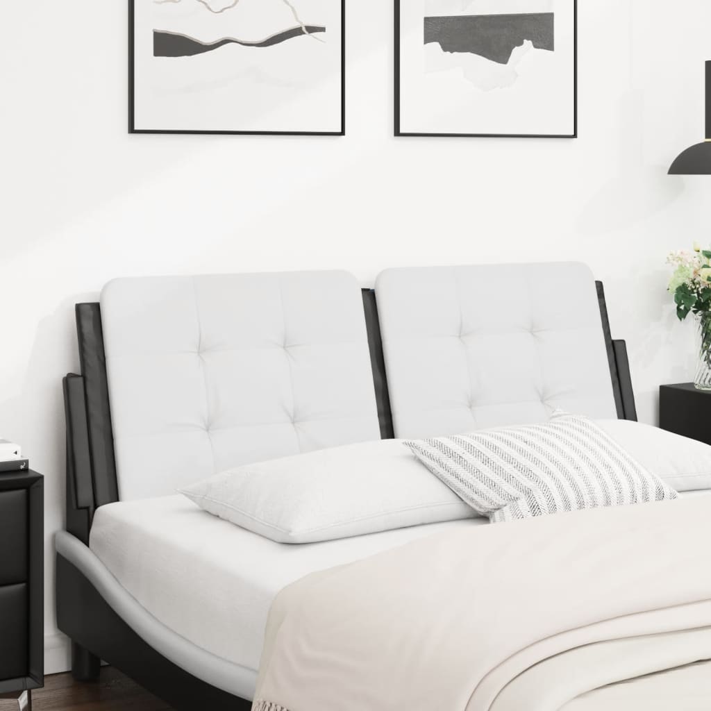Vidaxl White And Black Faux Leather Headboard Cushion - Wall-Hanging/Bed Frame Compatible, Foam-Filled Support Pillow