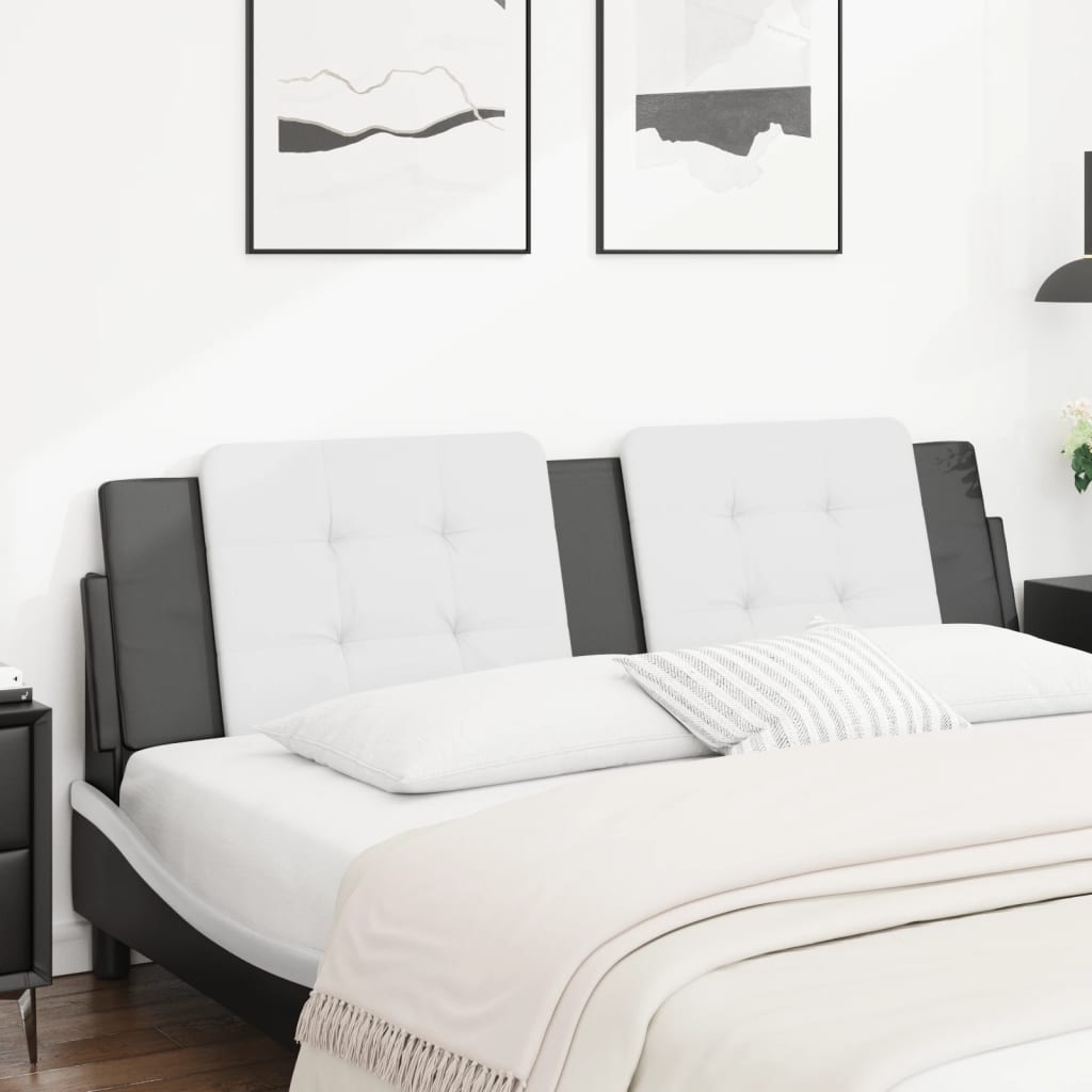 Vidaxl Headboard Cushion Pillow - Upholstered, Faux Leather, 72" White/Black, Foam-Filled, Easy Clean, Modern Design For Bedroom