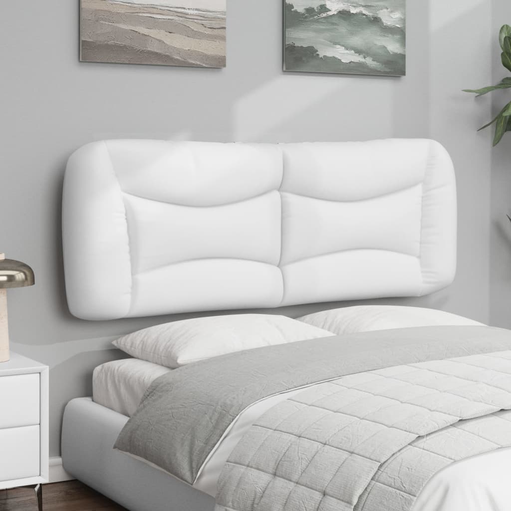 Vidaxl White Faux Leather Hanging Headboard Cushion - Upholstered Pillow 53.9", Easy Install, Comfortable Reading Support
