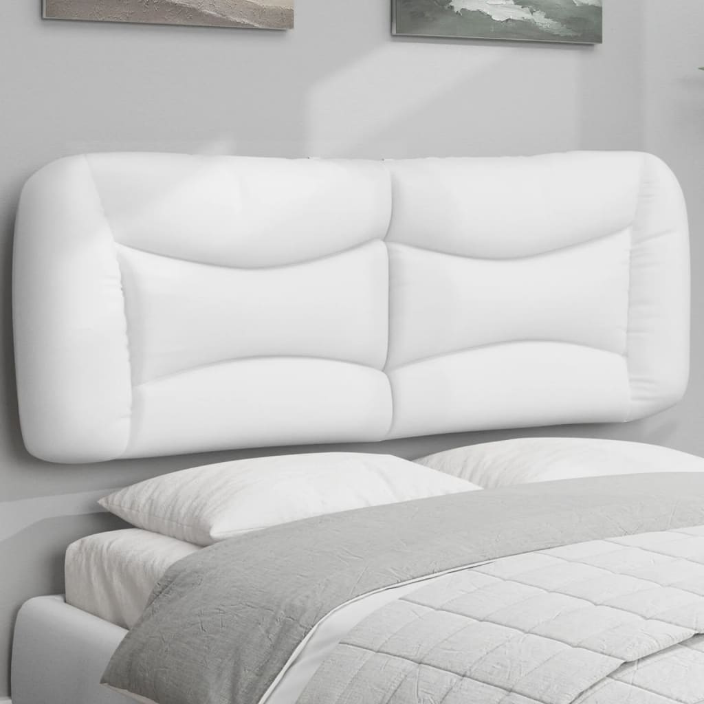 Vidaxl White Faux Leather Hanging Headboard Cushion - Upholstered Pillow 53.9", Easy Install, Comfortable Reading Support