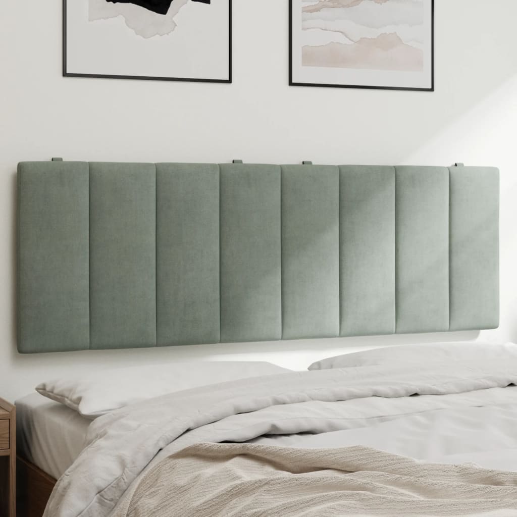 Vidaxl Light Gray Velvet Headboard Cushion 53.9 Inch - Foam-Filled Upholstered Pillow For Bed Support, Easy Wall Hanging Design