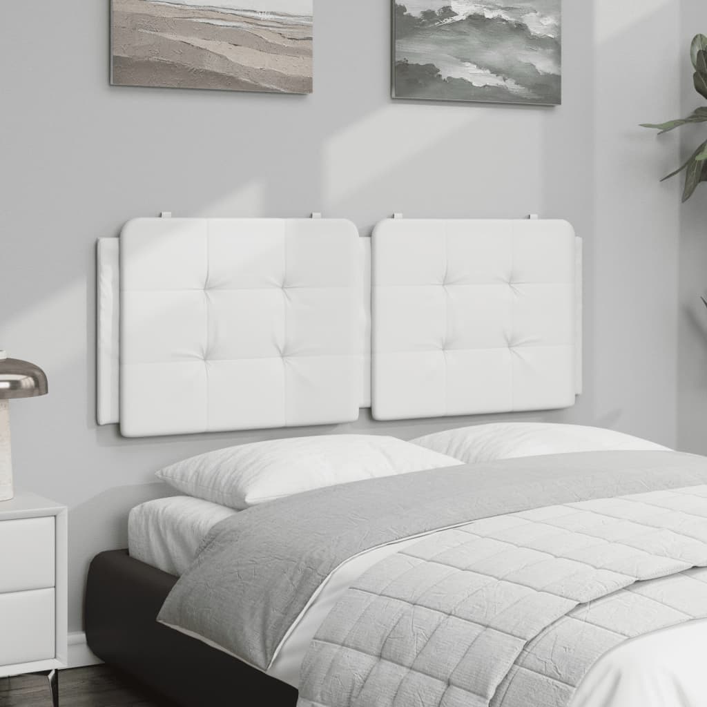Vidaxl Headboard Cushion In White Faux Leather - 53.9" Hanging Upholstered Pillow For Wall Or Bed Frame, Foam Filled With Classic Design