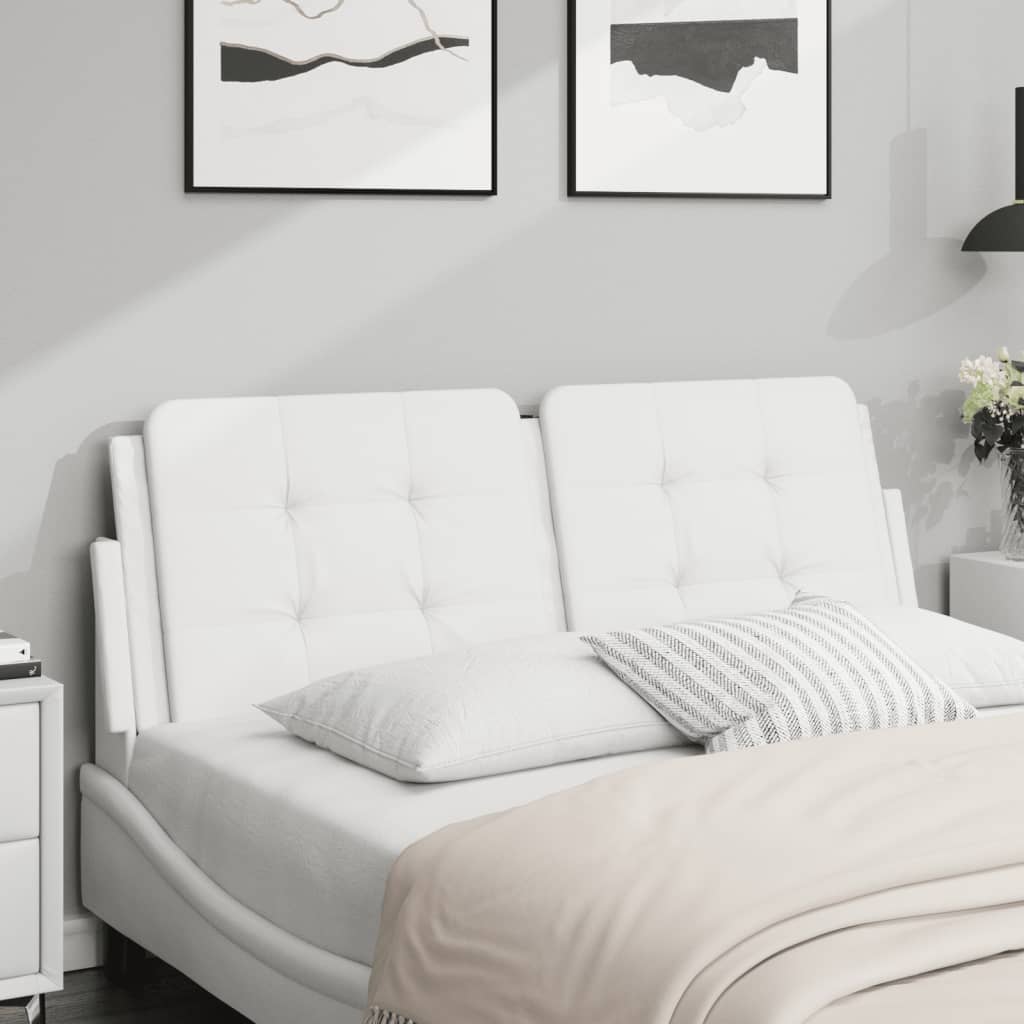 Vidaxl Headboard Cushion In White Faux Leather - 53.9" Hanging Upholstered Pillow For Wall Or Bed Frame, Foam Filled With Classic Design