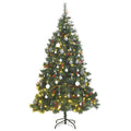 Vidaxl Artificial Hinged Christmas Tree 300 Leds & Ball Set 82.7 Inch