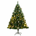 Vidaxl Artificial Hinged Christmas Tree 300 Leds & Ball Set 70.9 Inch