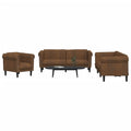 vidaXL 3 Piece Sofa Set Brown Velvet