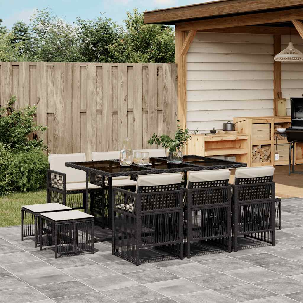 vidaXL Garden Dining Set Black Poly Rattan 10seater Foldable