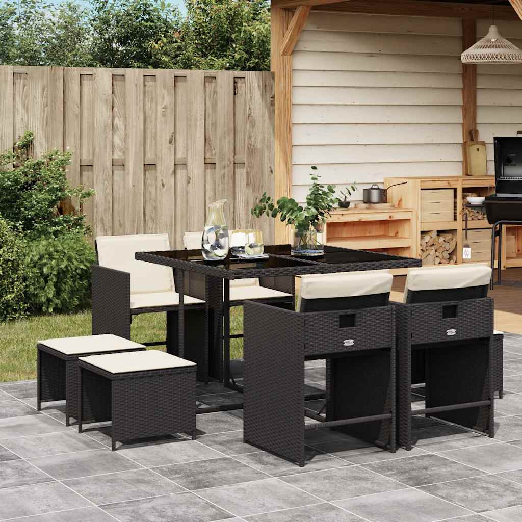vidaXL Garden Dining Set Black, Cream White