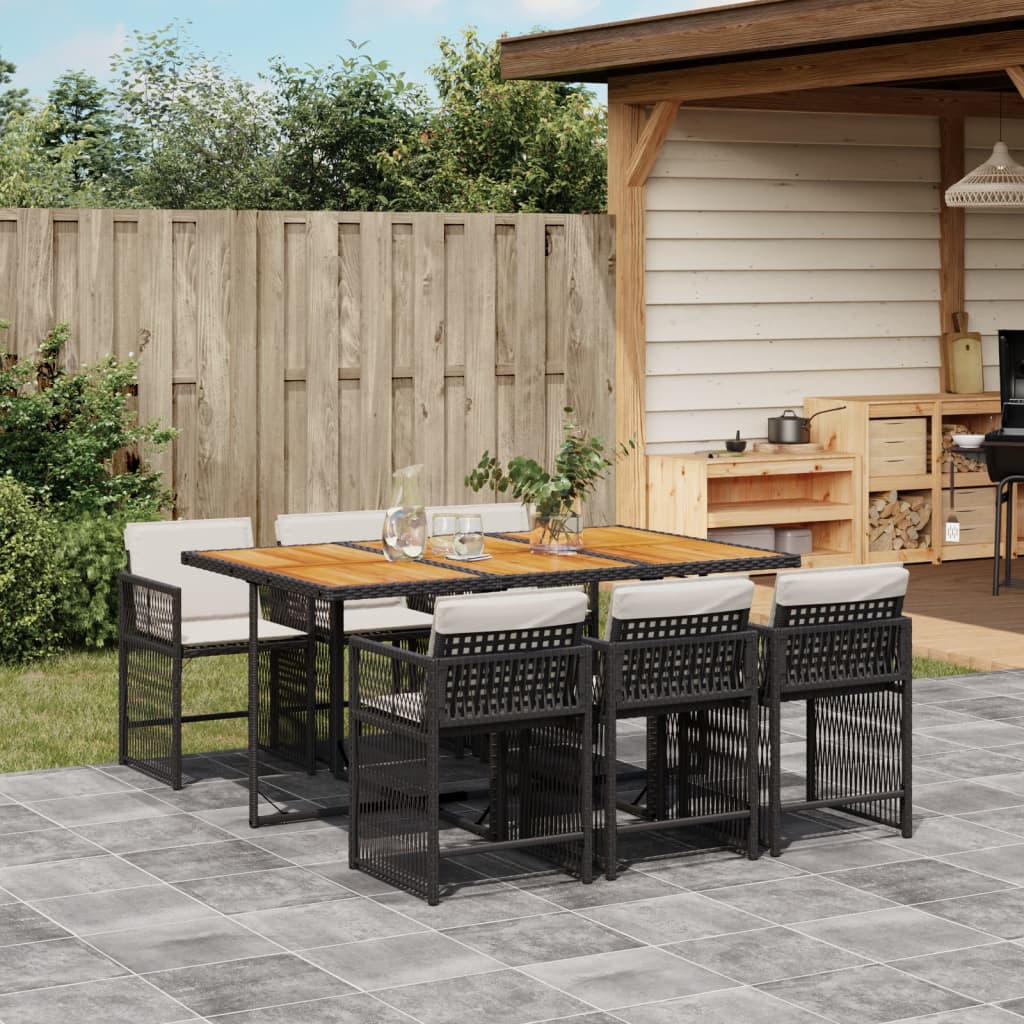 vidaXL Outdoor Dining Set Black, Cream white