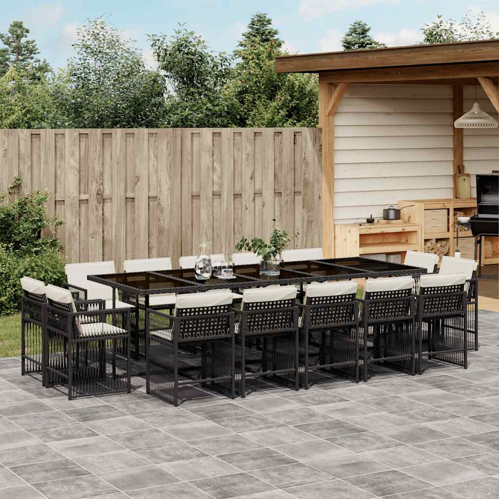 vidaXL Garden Dining Set Black PE rattan Large Foldable
