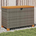 vidaXL Patio Storage Box Gray 31.5x15.7x18.9 Poly Rattan Acacia Wood