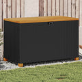 vidaXL Patio Storage Box Black 43.3''x21.7''x24.8'' Poly Rattan Acacia Wood