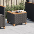 vidaXL Patio Table Black 17.7x17.7x14.6 Poly Rattan Acacia Wood