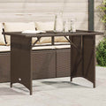 vidaXL Patio Table with Glass Top Brown 43.3x26.8x27.6 Poly Rattan