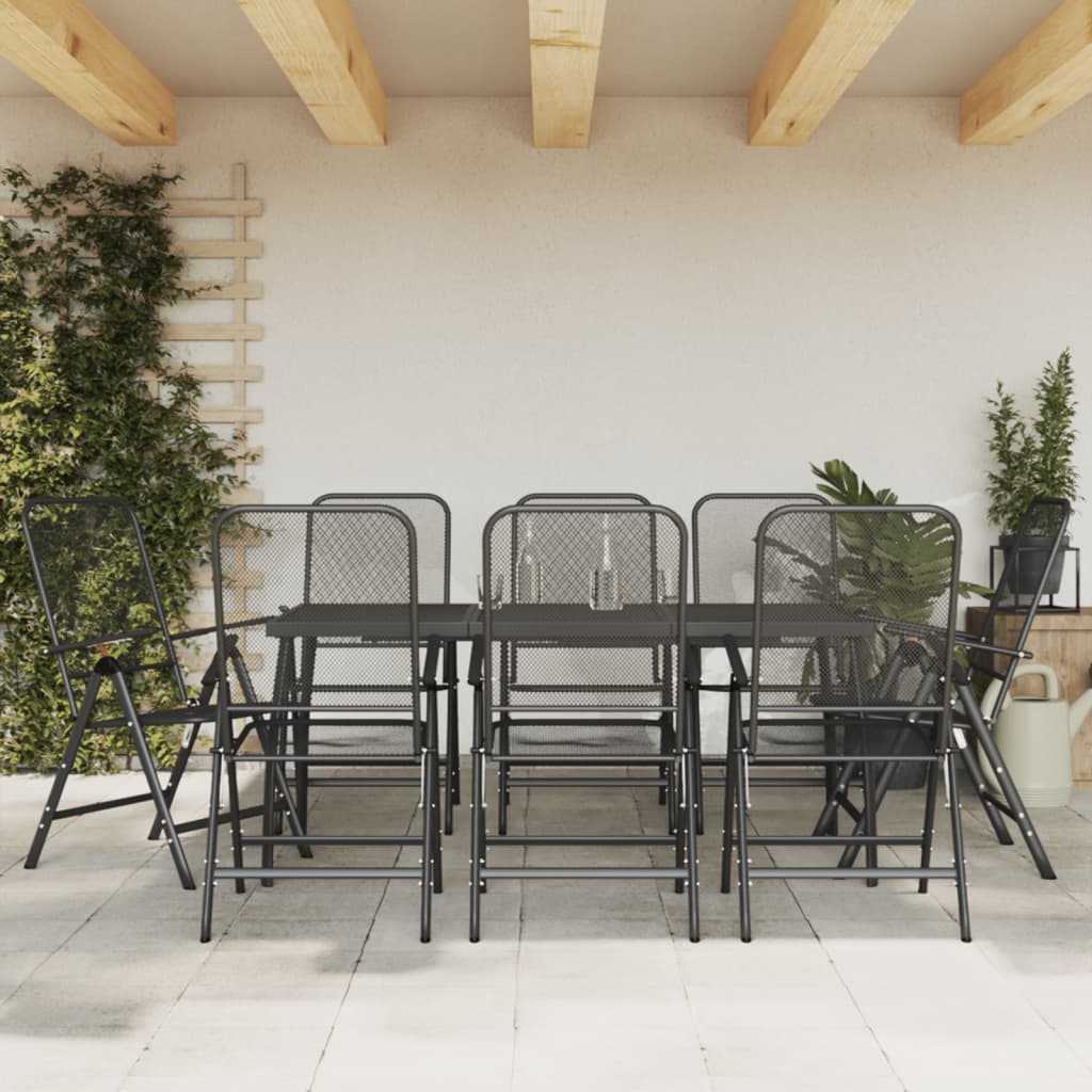 vidaXL Ensemble  manger de jardin 9 pcs anthracite mtal maille