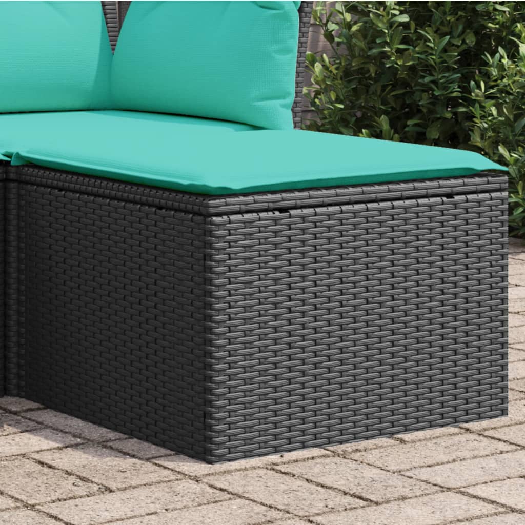vidaXL Patio Stool with Cushion Black 21.7x21.7x14.6 Poly Rattan