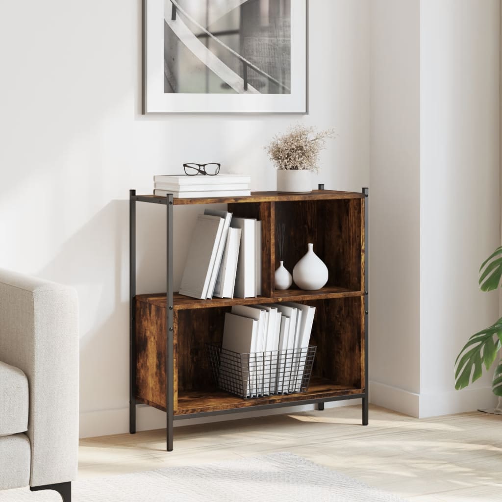 vidaXL Bookcase Smoked Oak 28.3''x11''x30.5'' Engineered Wood