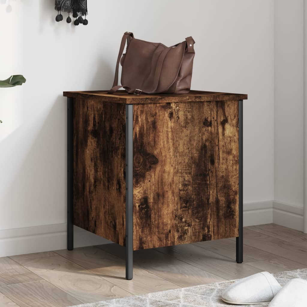 vidaXL Storage Bench Smoked Oak 15.7''x16.7''x19.7'' Engineered Wood